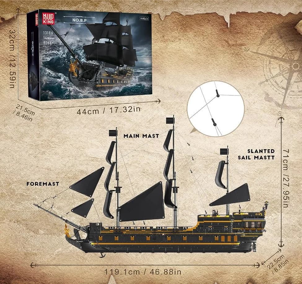 Mould King 13186 Piratenschiff "Black Pearl" Konstruktions-Spielset 4794 Teile