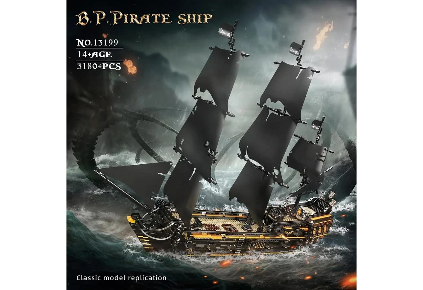 Mould King 13199 The Black Pearl B.P. 3.180 Teile Konstruktions-Spielset Schwarz - Bild 5