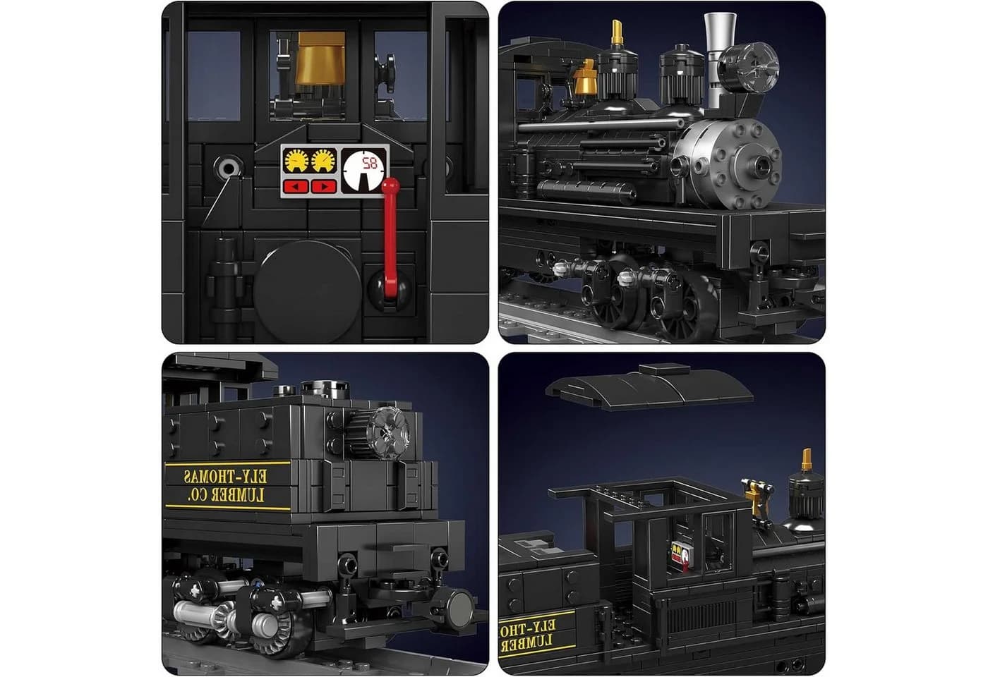 Mould King 12032 Dampflokomotive Shay Motorisiertes Klemmbaustein-Set