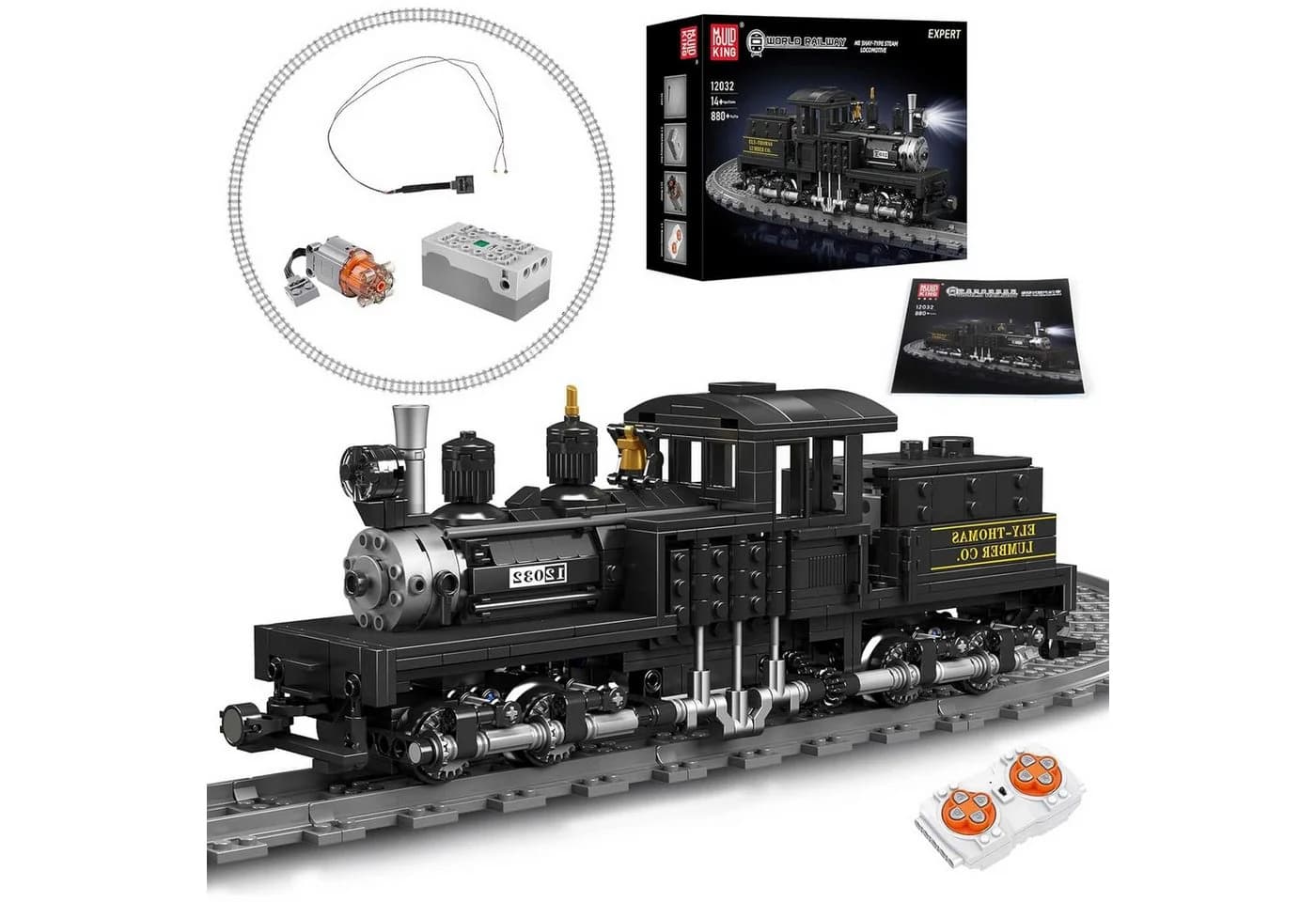 Mould King 12032 Dampflokomotive Shay Motorisiertes Klemmbaustein-Set - Bild 3