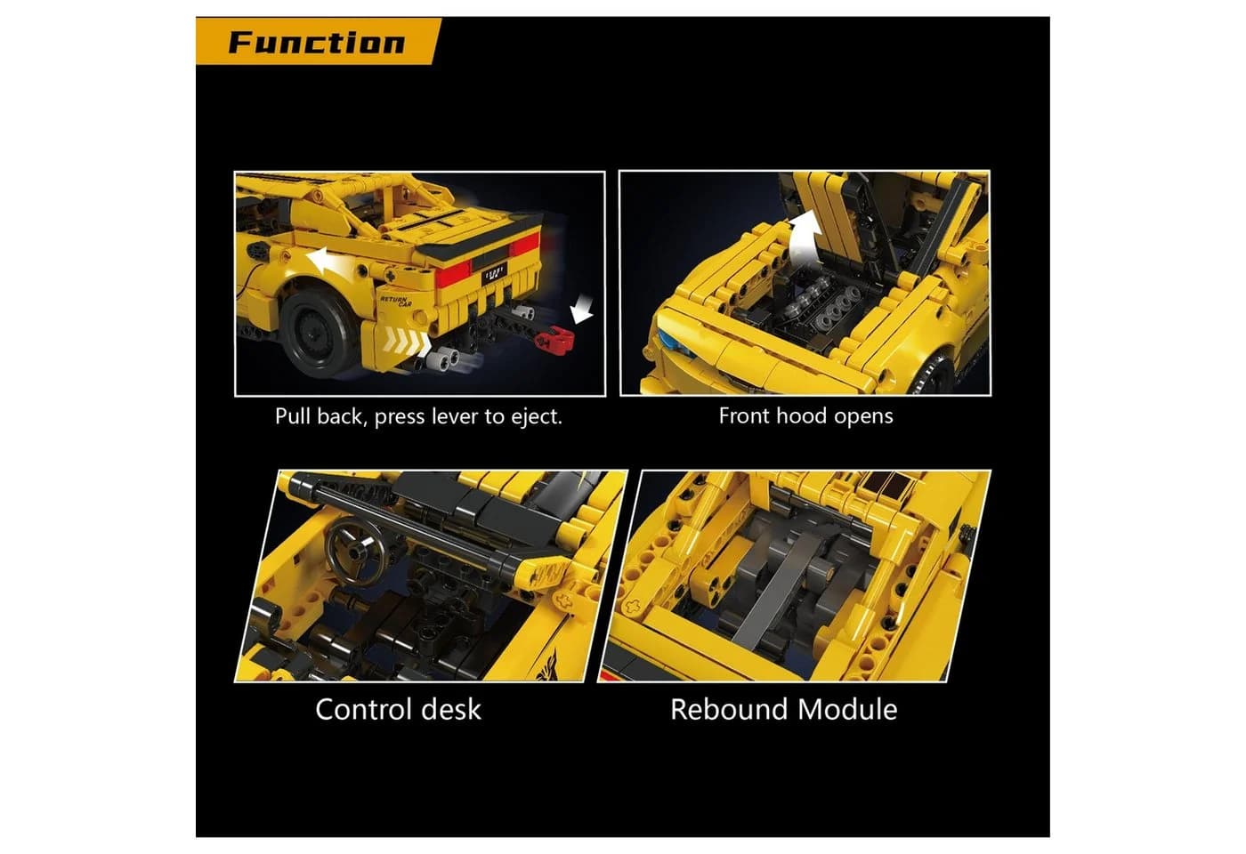 Mould King 15081 Bumblebee Gelb Konstruktionsspielzeug mit Pullback-Motor - Bild 4