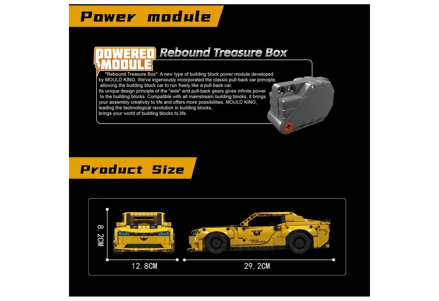 Mould King 15081 Bumblebee Gelb Konstruktionsspielzeug mit Pullback-Motor - Bild 5