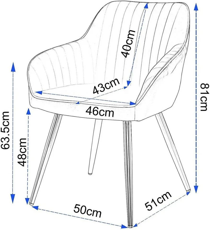 EUGAD Esszimmerstuhl Grau Samt Metallbeine 4er Set - Bild 3