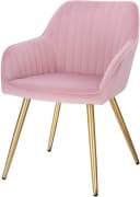 EUGAD Polsterstuhl Rosa Samt Metallbeine Ergonomisch Bild 2