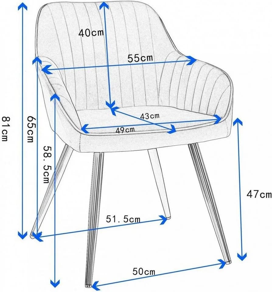 EUGAD Polsterstuhl Rosa Samt Metallbeine Ergonomisch - Bild 3