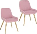 EUGAD Esszimmerstuhl Rosa Samt Metallbeine Retro Bild 2