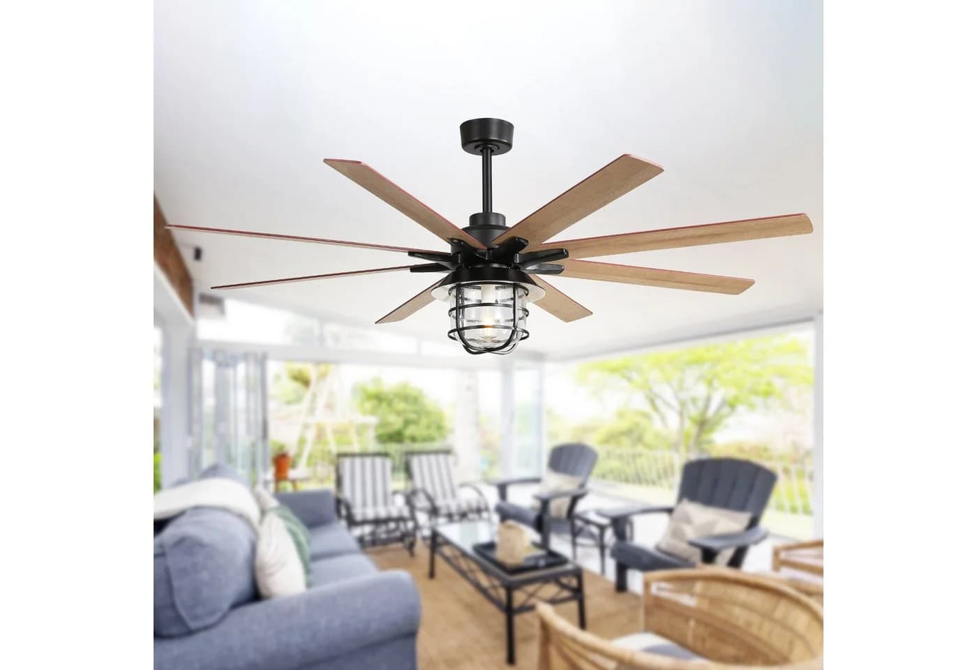 Sofucor Deckenventilator 167,5 cm Schwarz mit E26 LED & Fernbedienung - Bild 4