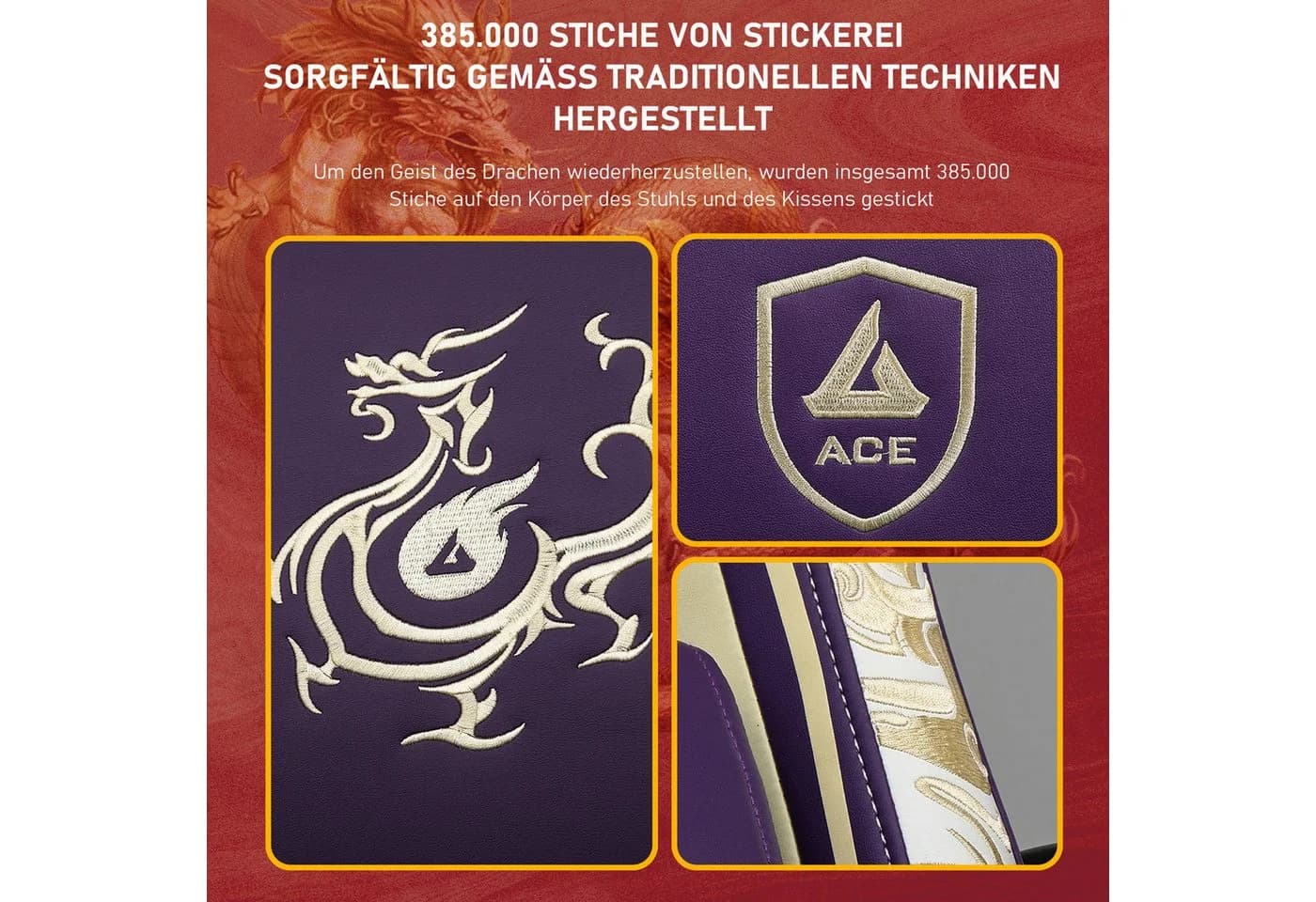 GTPLAYER Gaming-Stuhl Dragon Series Violett mit Bluetooth-Lautsprechern - Bild 4