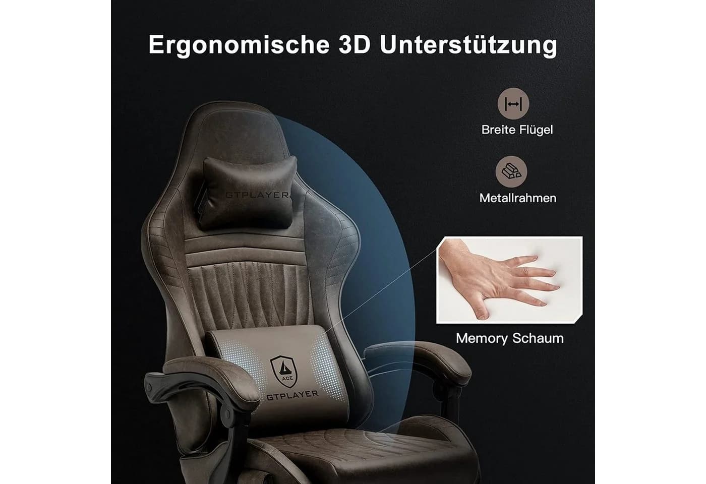 GTPLAYER Gaming-Stuhl mit HIFI Stereo Lautsprecher und Fußstütze - Bild 3