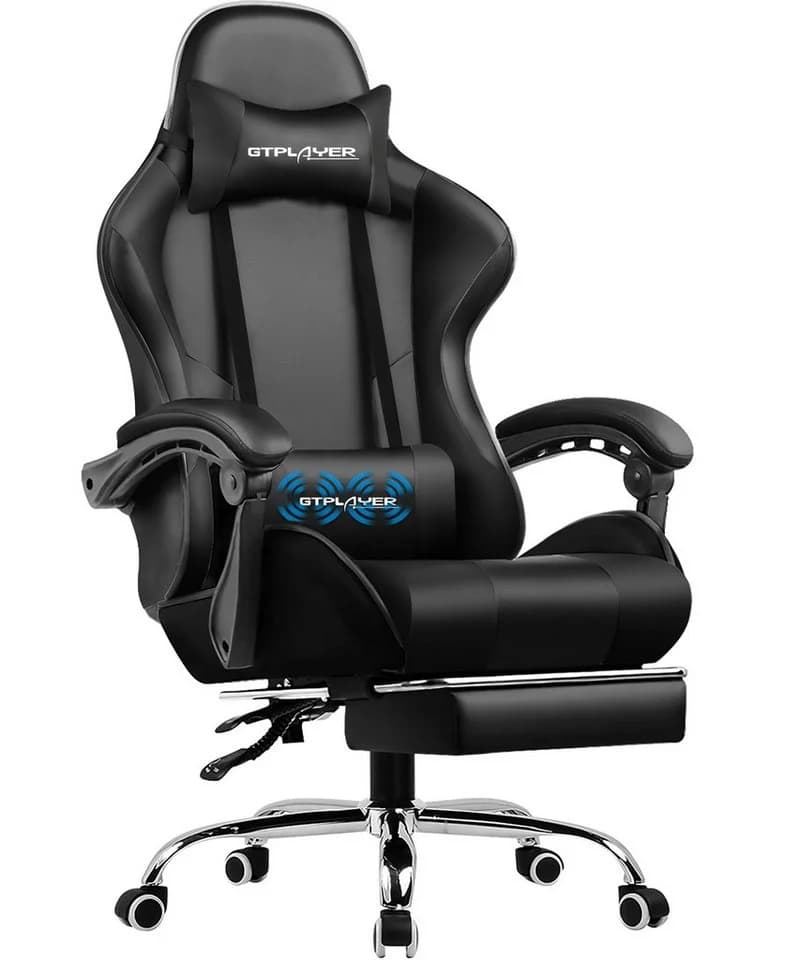 GTPLAYER Gaming-Stuhl Schwarz mit Massagefunktion und Fußstütze - Bild 2