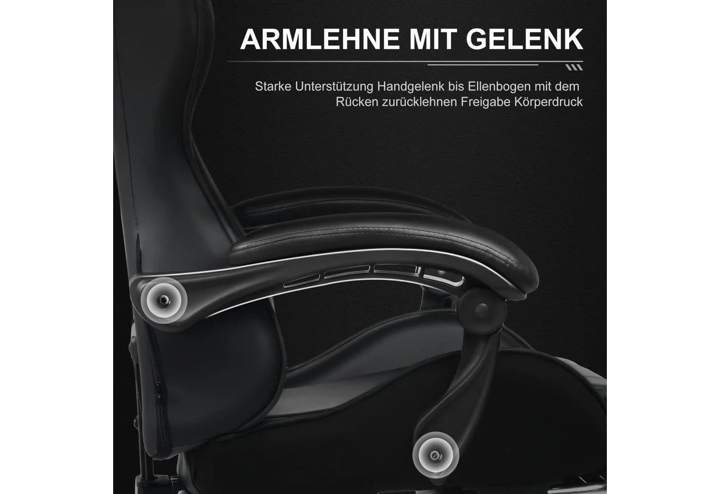 GTPLAYER Gaming-Stuhl Schwarz mit Massagefunktion und Fußstütze - Bild 4