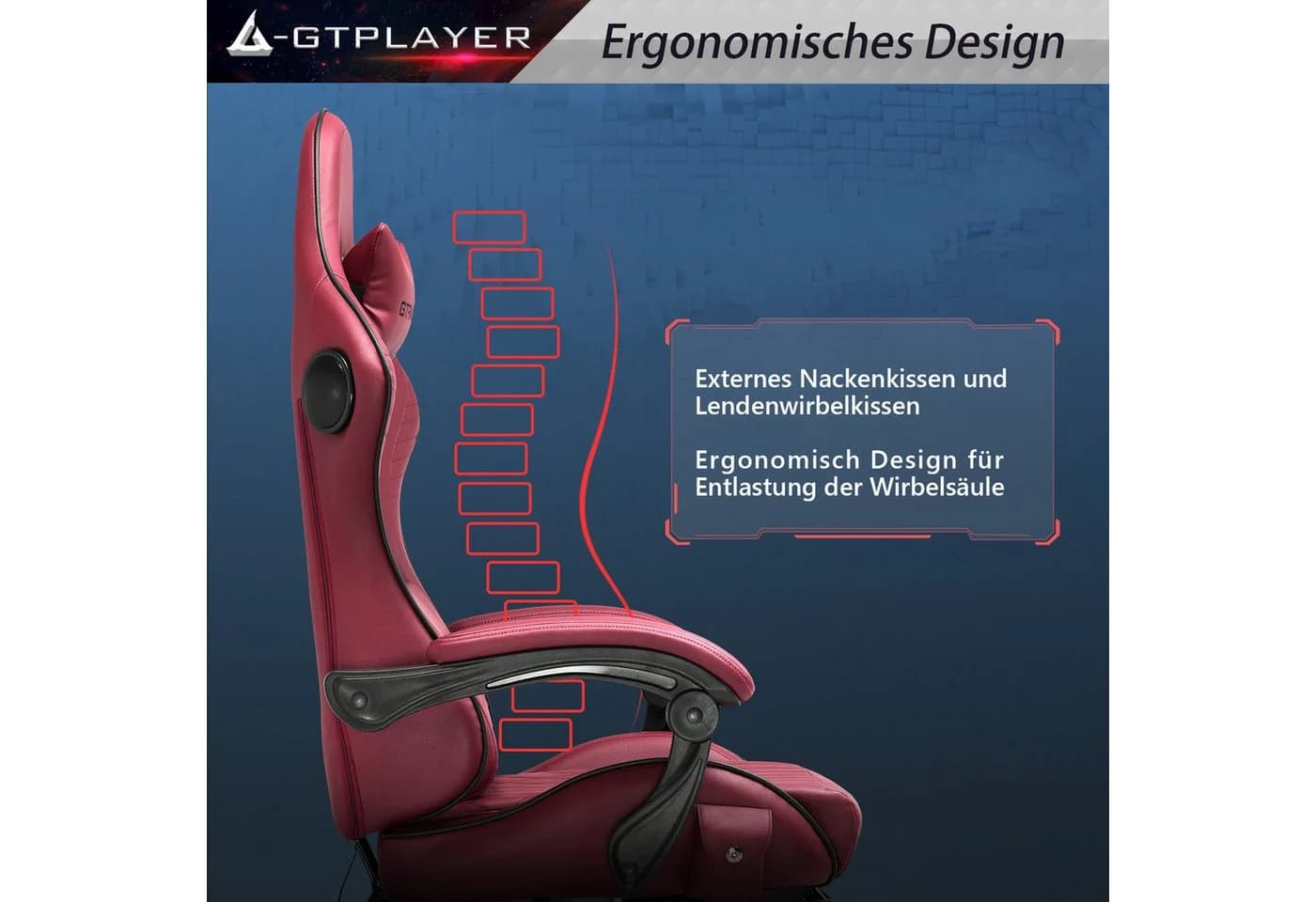 GTPLAYER Gaming-Stuhl Lautsprecher ergonomisch Bürostuhl - Bild 3