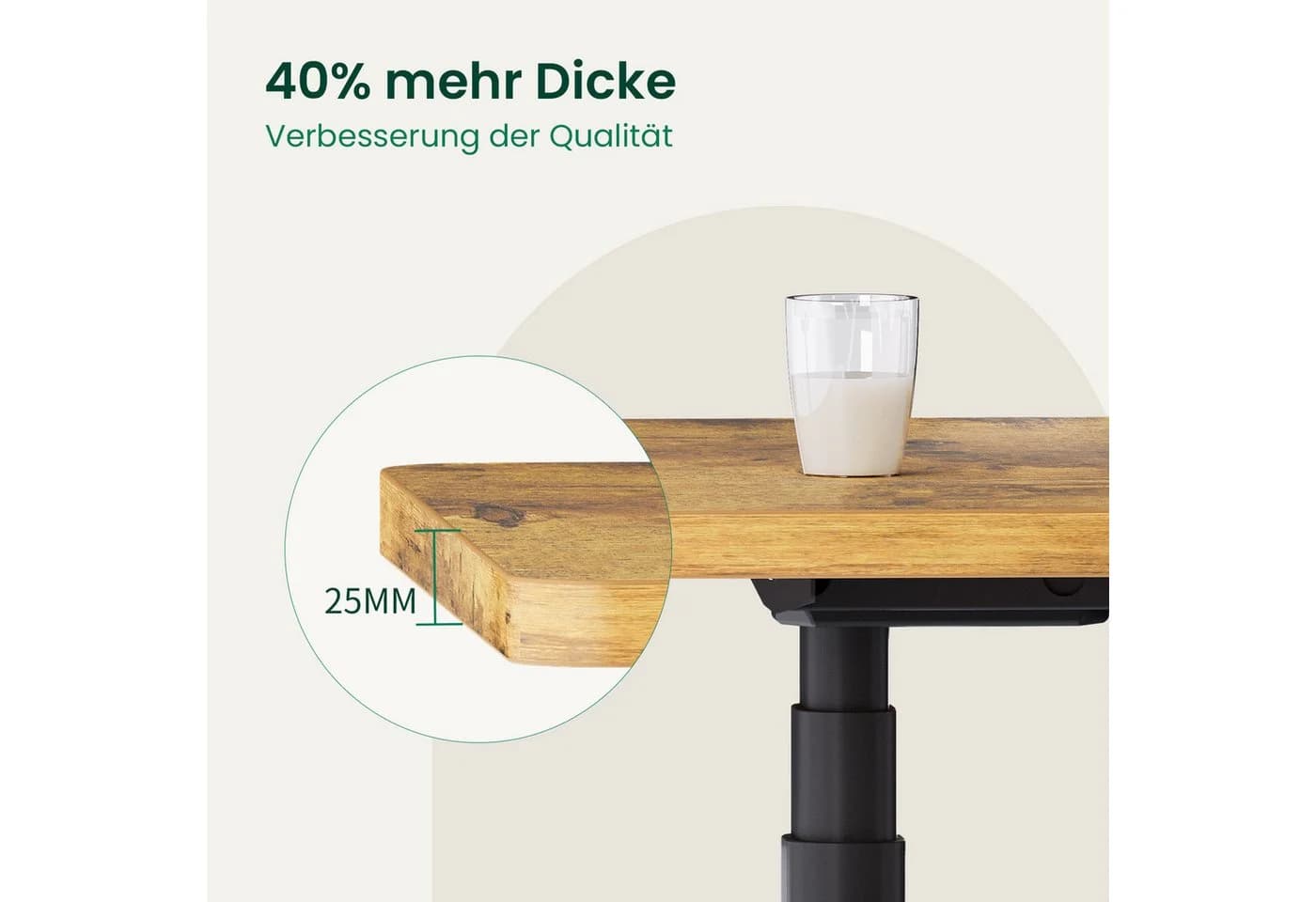 MAIDESITE Tischplatte 25 mm dick, robust – ideal für höhenverstellbare Schreibtische, Esstische & Gaming - Bild 3