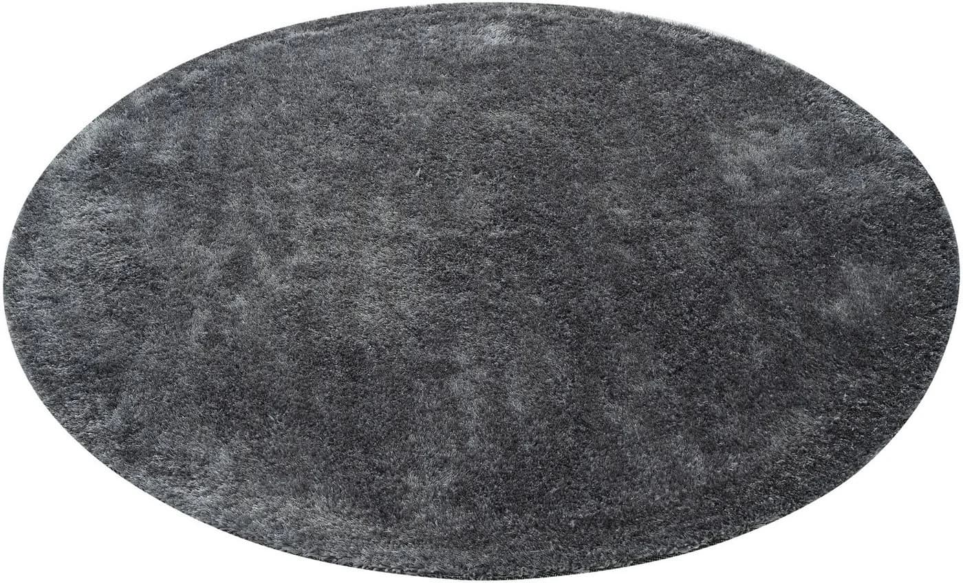Bruno Banani Hochflor-Teppich Grau Rund Uni-Design - Bild 4