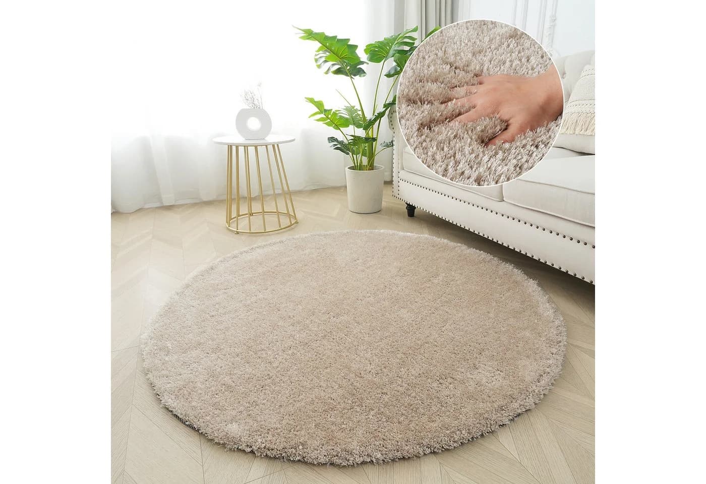 Bruno Banani Hochflor-Teppich Dana Rund Beige 140cm - Bild 2