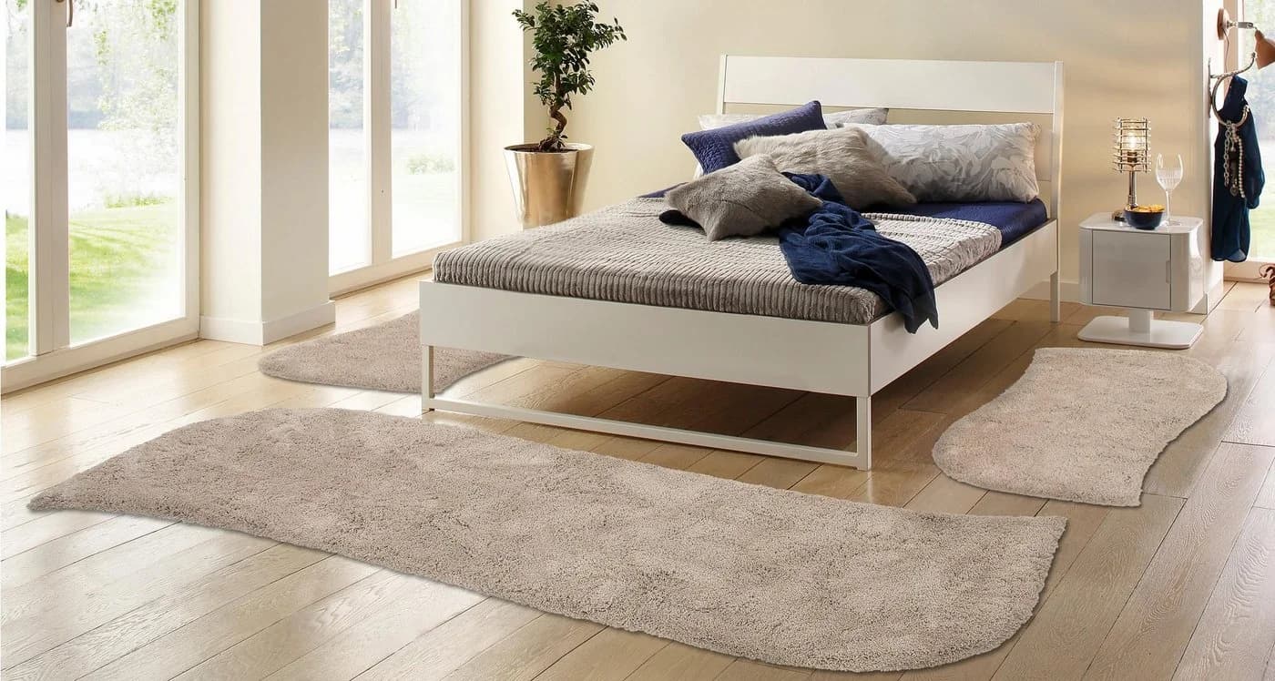 OTTO HOME Hochflor-Bettumrandung Desner 3-tlg. Beige U-Form