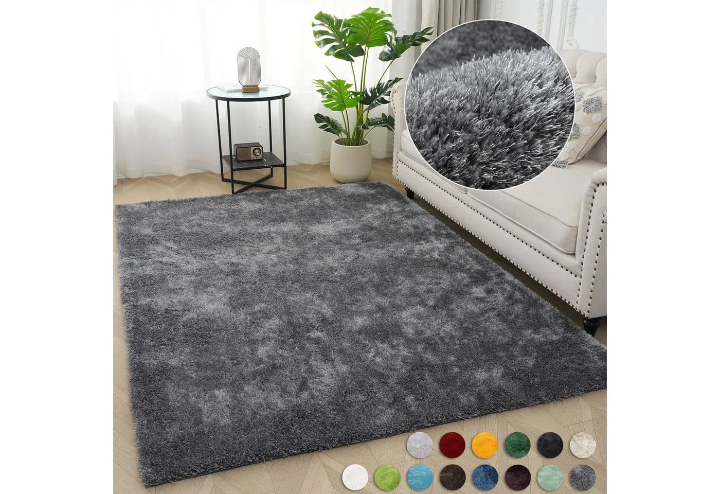 Bruno Banani Teppich Dana Grau Uni Shaggy 240x320 cm - Bild 2