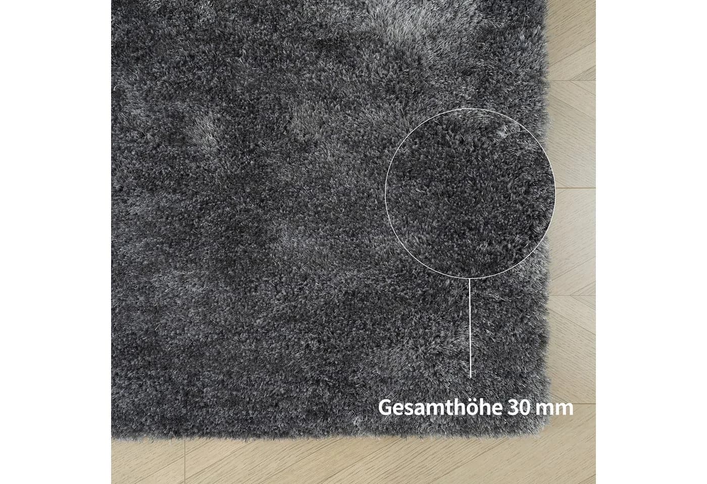 Bruno Banani Teppich Dana Grau Uni Shaggy 240x320 cm - Bild 5