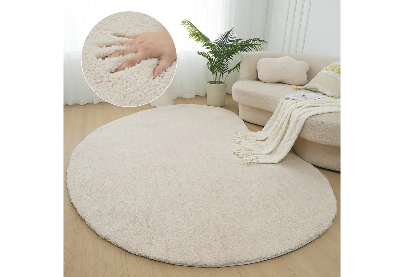 LeGer Home Hochflor-Teppich Halrum Organisch Beige Modern - Bild 2