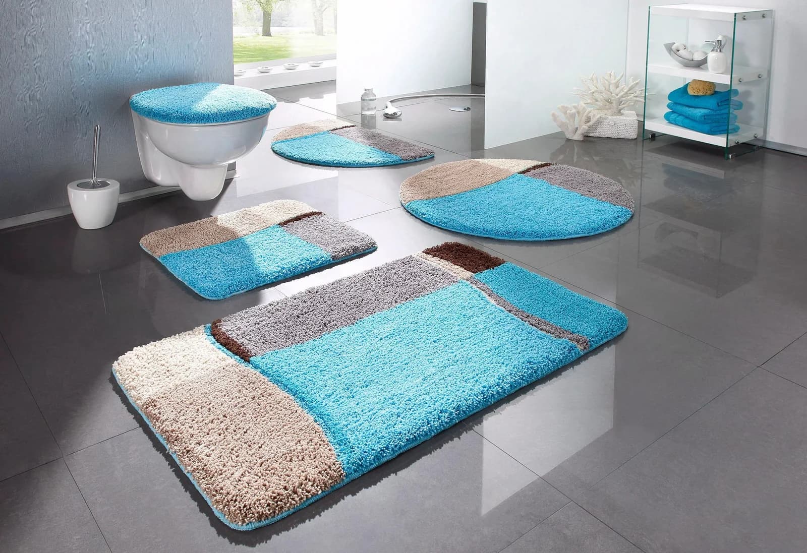 OTTO HOME Badematte Belio Blau Hoch-Tief-Effekt Kunstfaser