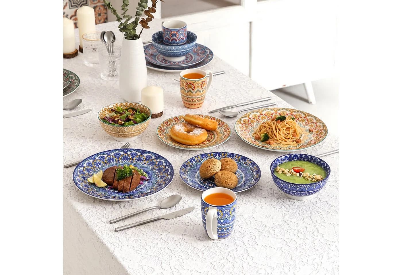 vancasso Geschirr-Set 16-tlg MANDALA Porzellan Bunt Boho - Bild 3
