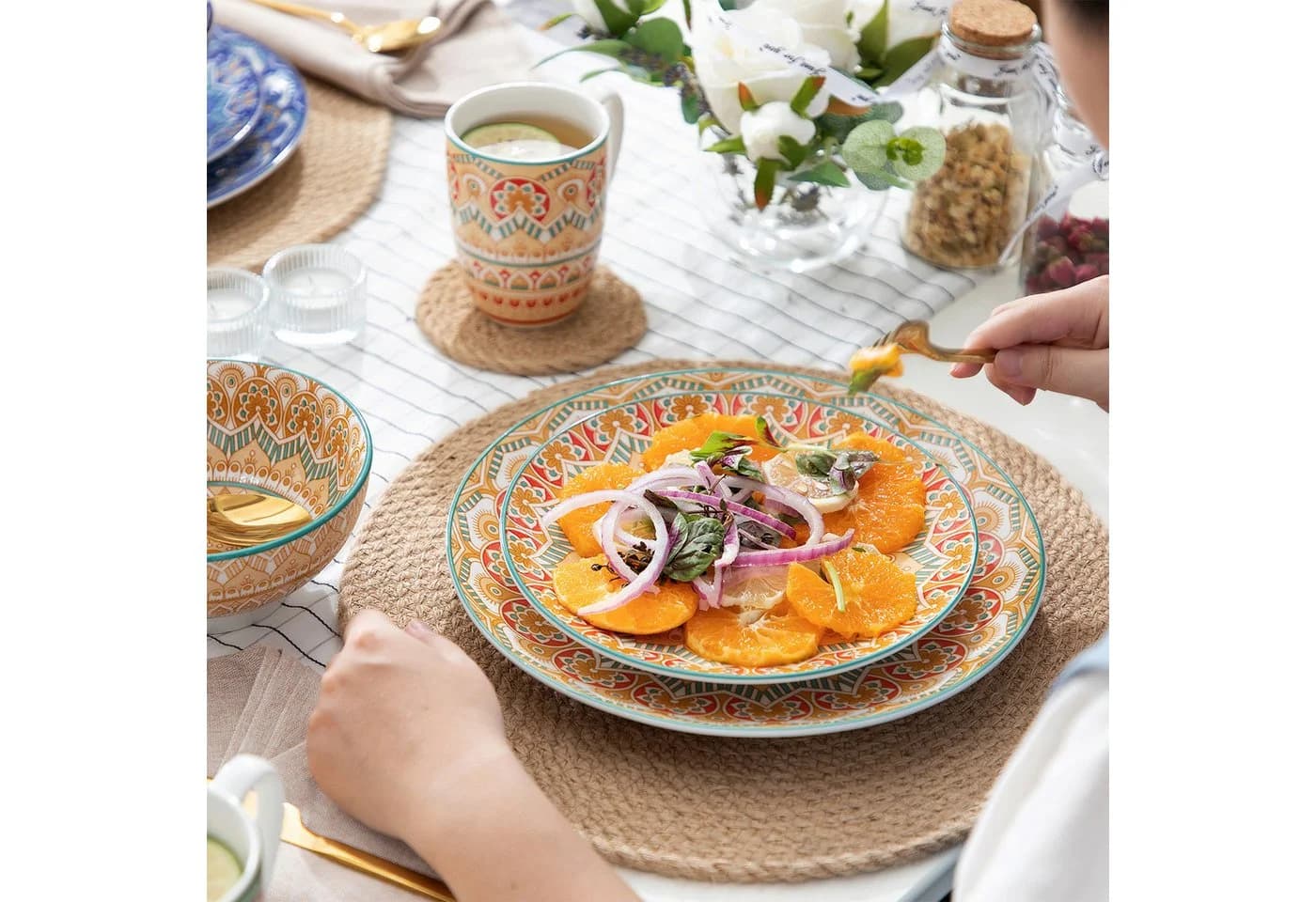 vancasso Geschirr-Set 16-tlg MANDALA Porzellan Bunt Boho - Bild 4