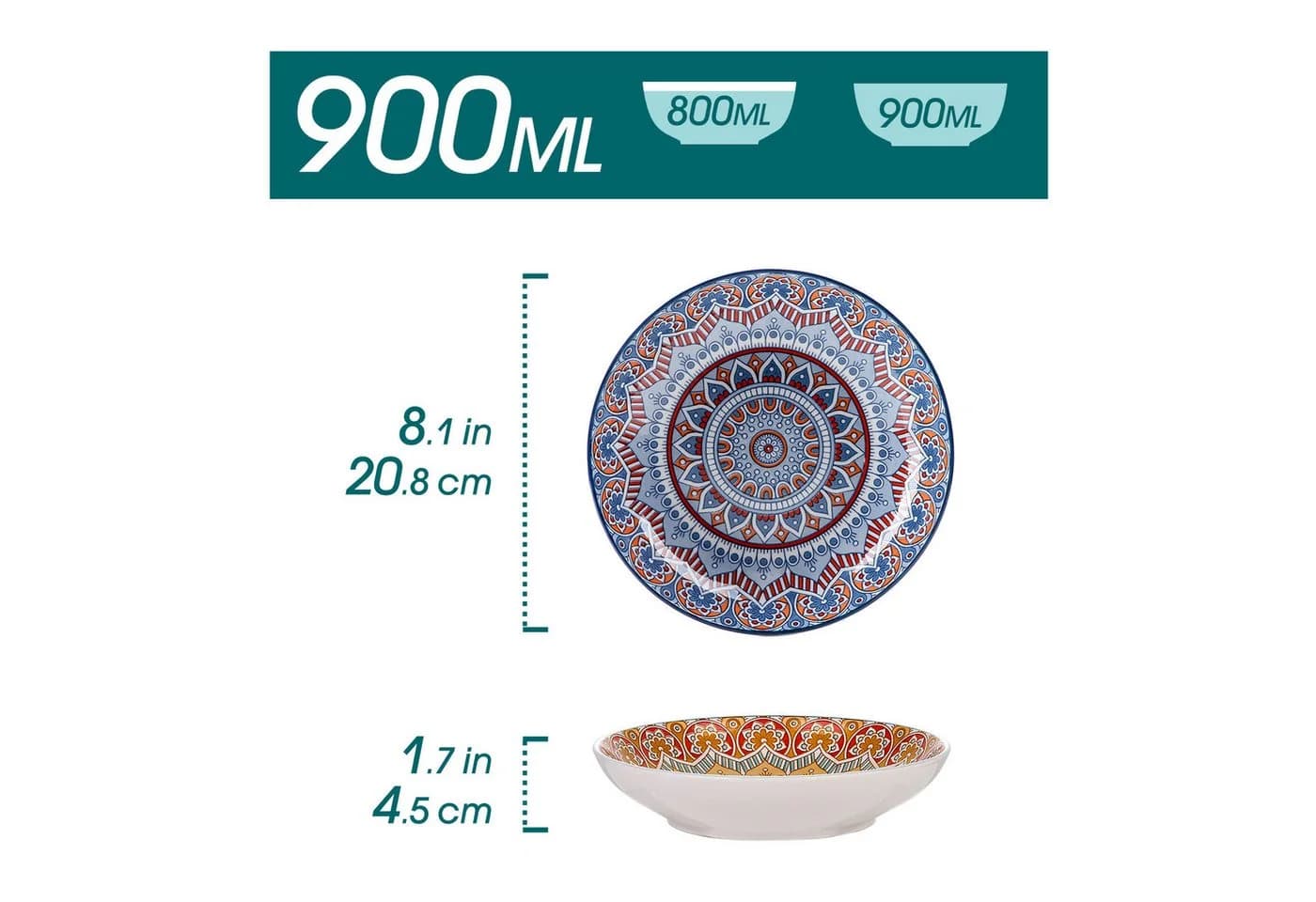 vancasso Suppenteller 4-tlg. Bunt Mandala Porzellan