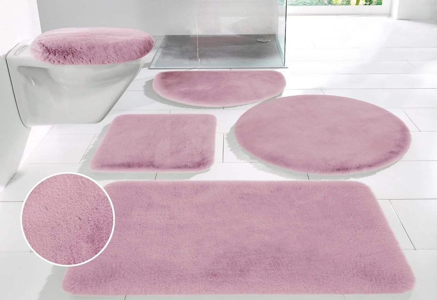 OTTO home Badematte Rabbit Rosa Polyester 80 cm - Bild 2