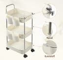 ElitVita Beistellwagen 3 Ebenen Beige mit Rollen & Haltern Bild 5