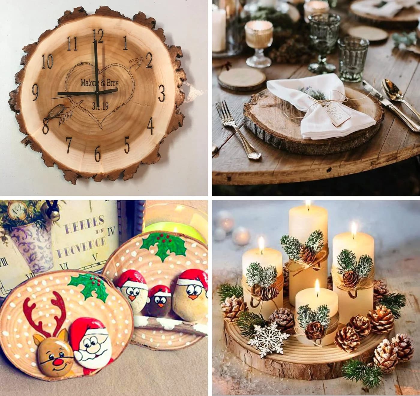 ElitVita Bastelnaturmaterial Holzscheiben Baumscheiben, Kiefernholz, Ungebohrte, Holzkreise, (6-tlg), für DIY Handwerk Hochzeit Weihnachten Dekoration - Bild 5