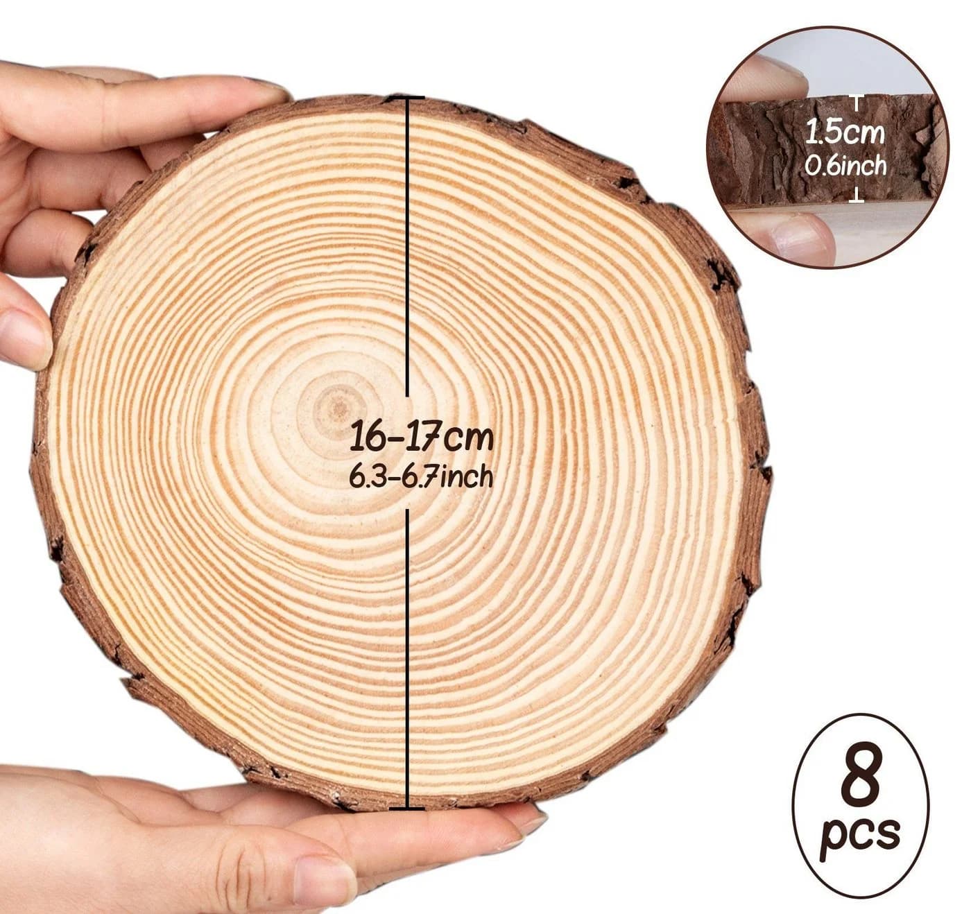ElitVita 8-tlg. Holzscheiben Naturholz DIY Deko Basteln