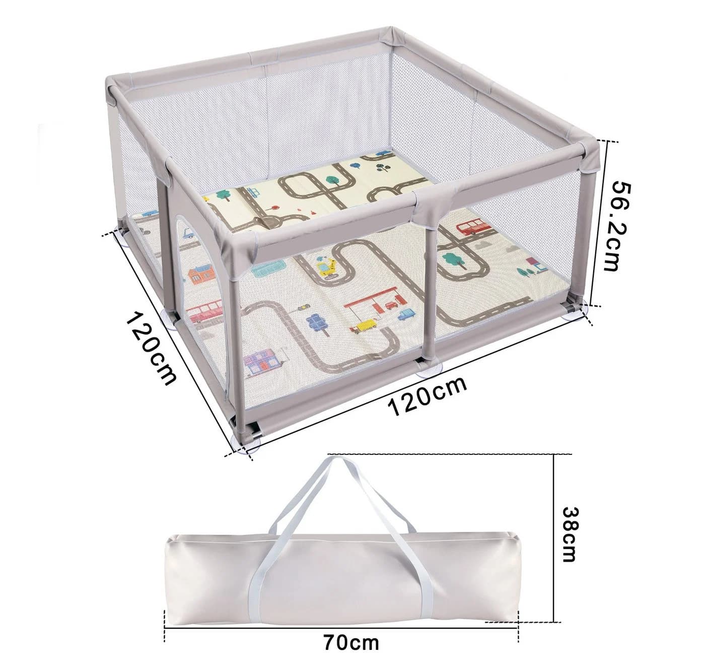 ElitVita Laufgitter Laufstall Baby Bunt mit Spielmatte