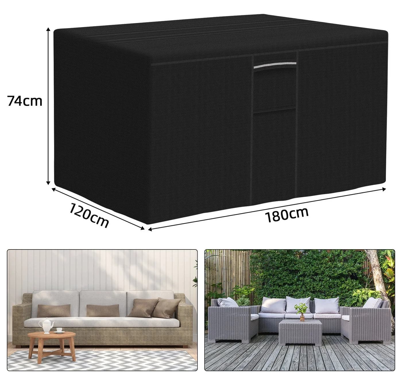 ElitVita Gartenmöbel-Schutzhülle Wasserdicht Schwarz 600D Oxford
