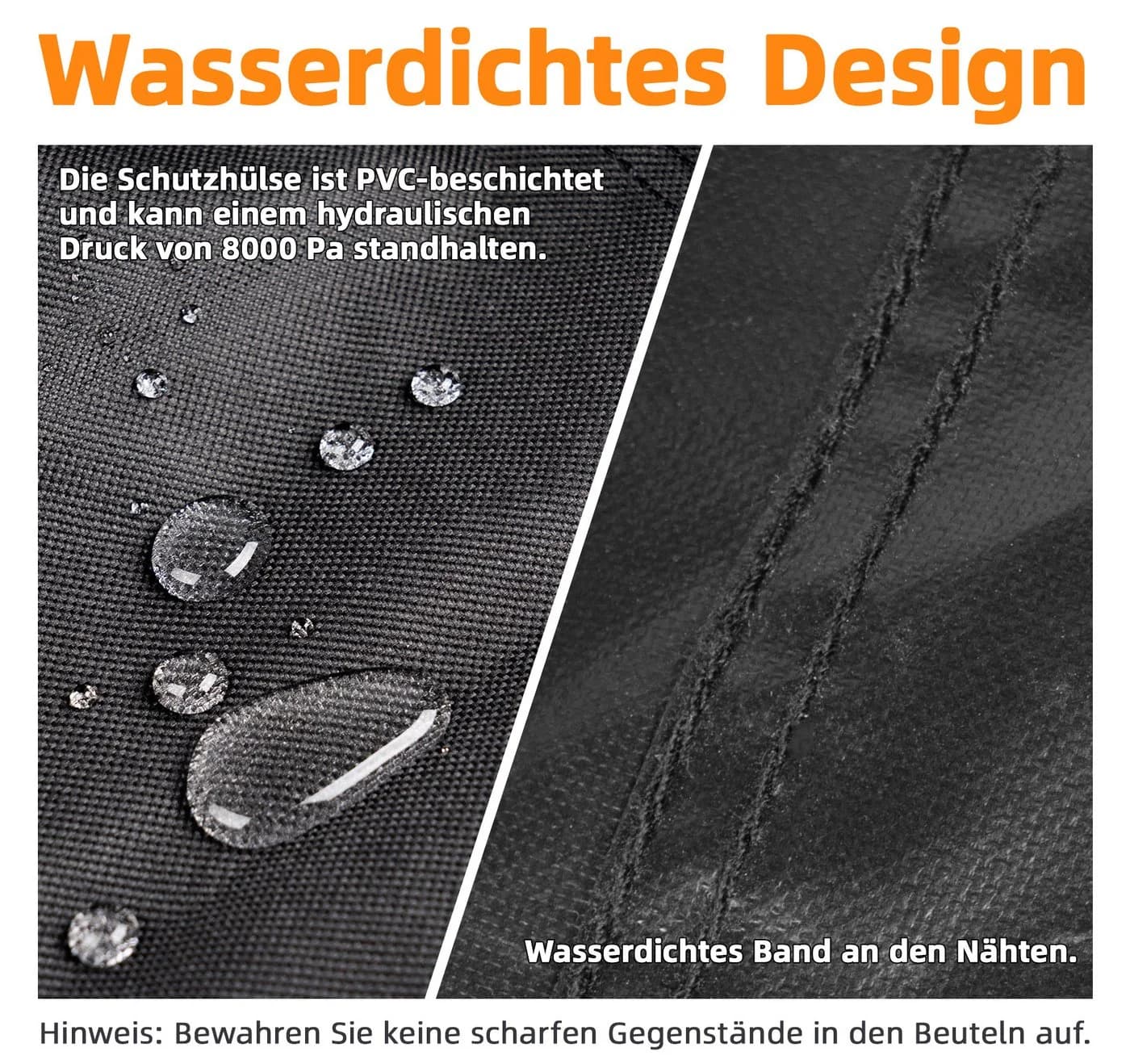 ElitVita Gartenmöbel-Schutzhülle Wasserdicht Schwarz 600D Oxford - Bild 5