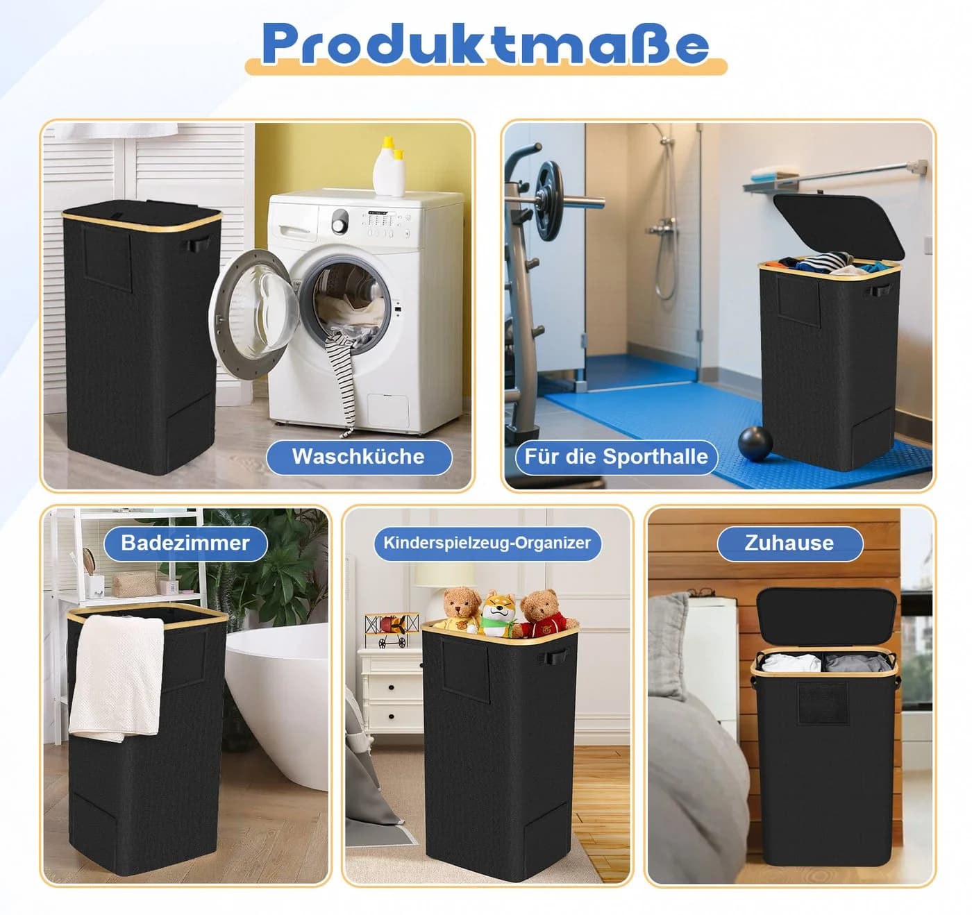 ElitVita Wäschebox 150L Schwarz Faltbar mit 2 Wäschesäcken - Bild 3