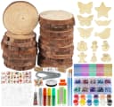 ElitVita Rindenscheiben 22 Stück Holzscheiben 8-9cm mit 8 Stück Windspiel Bastelset Bild 2