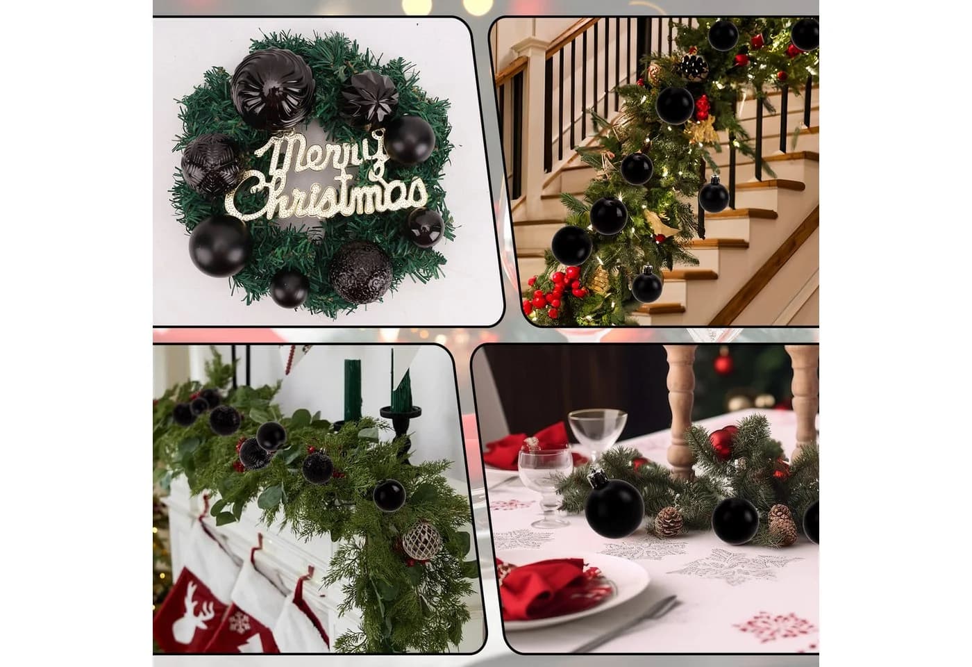 ElitVita Weihnachtskugeln Set 66-tlg Schwarz Gold PS-Kunststoff - Bild 4