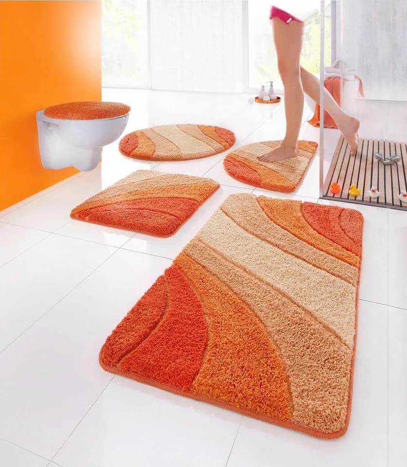OTTO home Badematte Josie 3-tlg. Set Orange Polyester