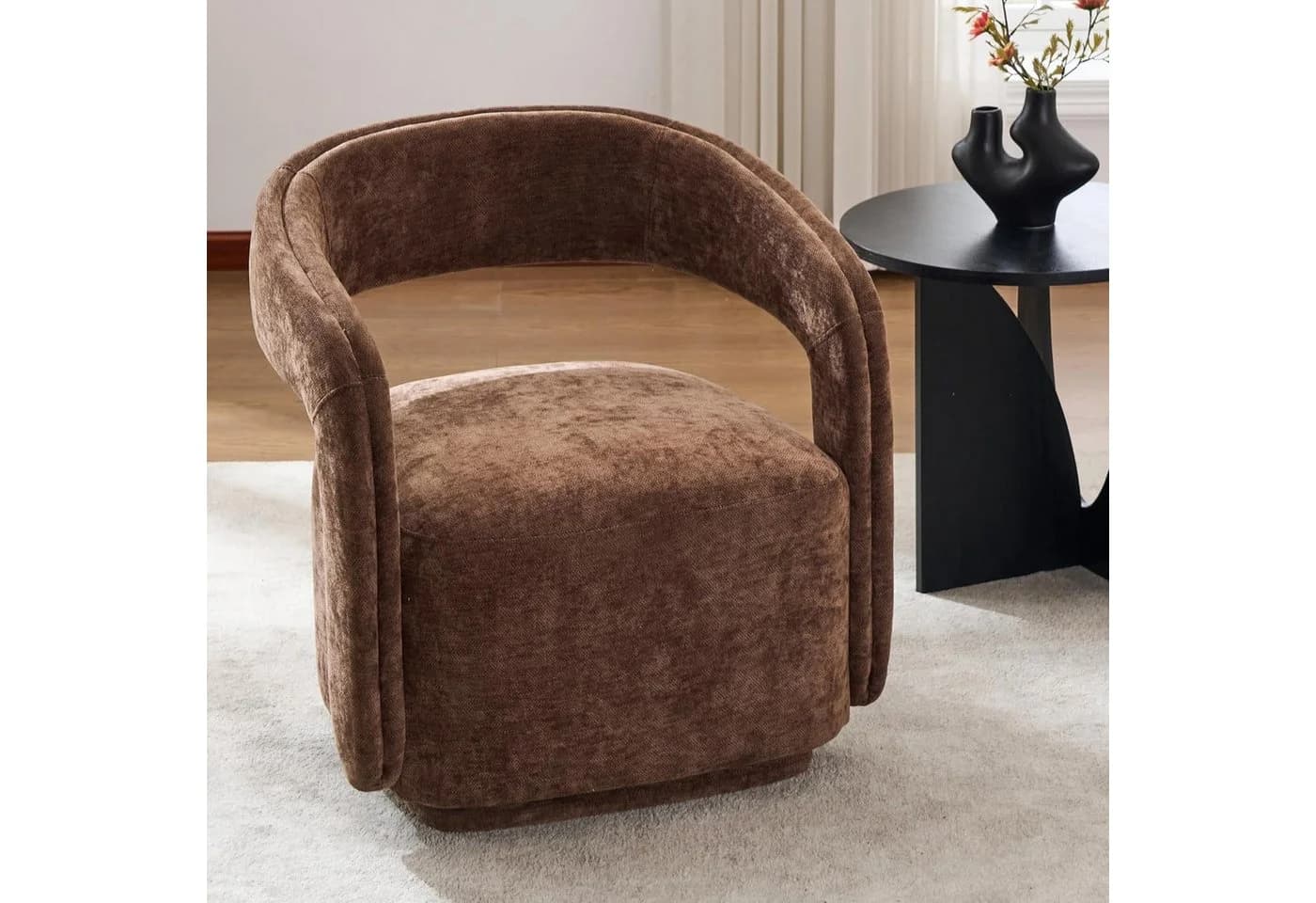 DEKKETO Polstersessel Chenille Lounge Sessel Moderner Drehsessel - Bild 2