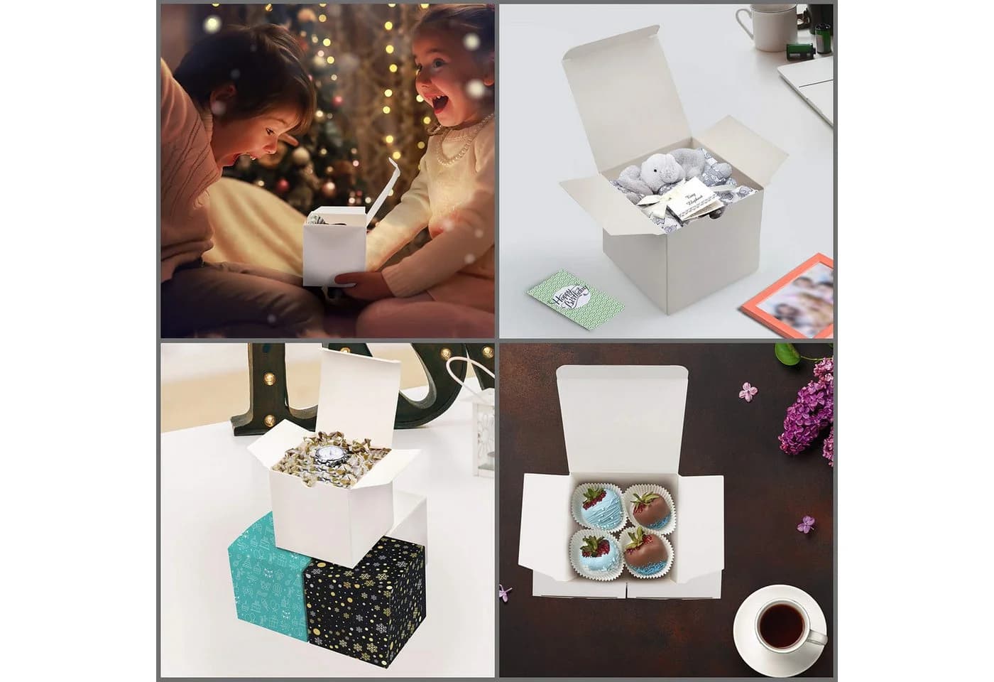 Bundviel Aufbewahrungsbox Karton Geschenkboxen Weiß 24 Stück - Bild 5