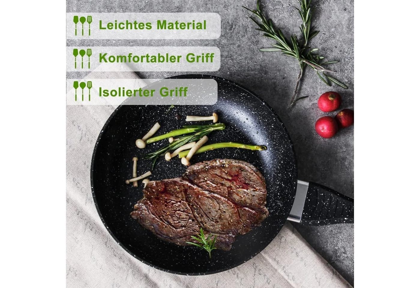 Scheffler Bratpfanne 24 cm Schwarz Aluminium Induktion - Bild 5