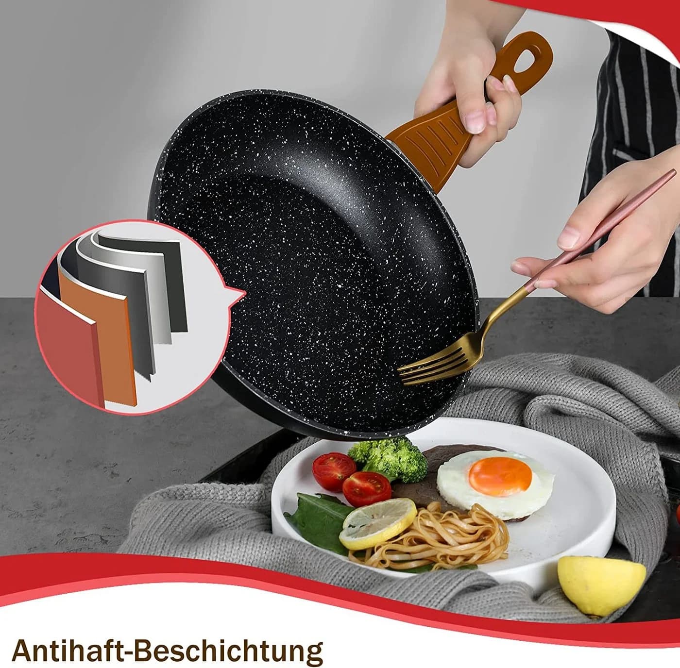 HOMELUX Topf-Set 10-tlg. Induktion Aluminiumguss Gold Antihaft - Bild 4