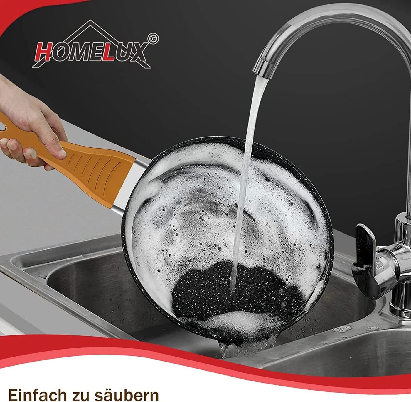 HOMELUX Topf-Set 10-tlg. Induktion Aluminiumguss Gold Antihaft - Bild 5