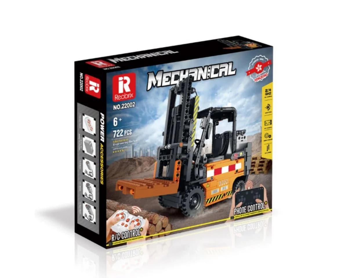 Reobrix Gabelstapler Klemmbaustein Modell RC Fahrzeug 722 Teile - Bild 5