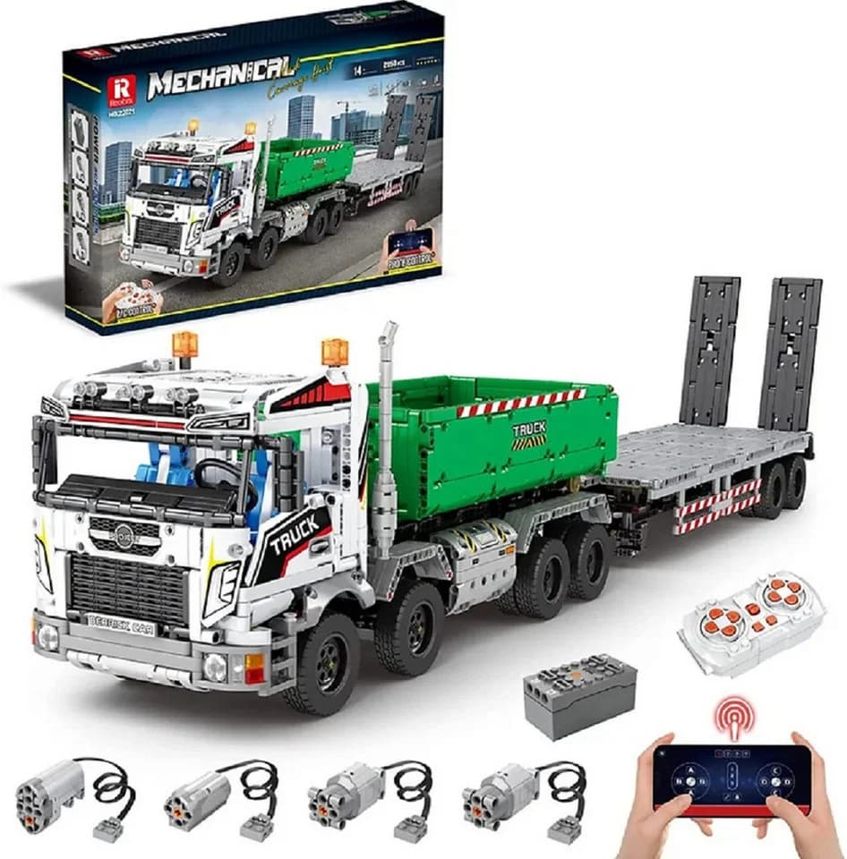 Reobrix 22021 Technik LKW 2.950 Teile Anhänger Schwerlast-LKW Konstruktions-Spielset - Bild 2