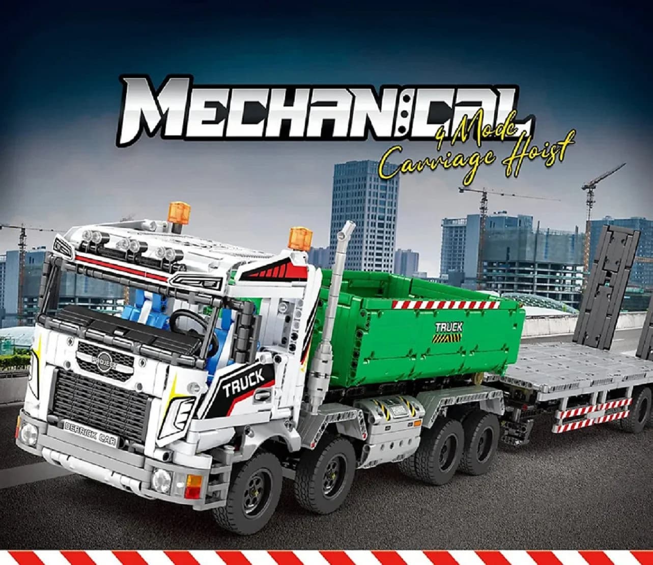 Reobrix 22021 Technik LKW 2.950 Teile Anhänger Schwerlast-LKW Konstruktions-Spielset - Bild 3