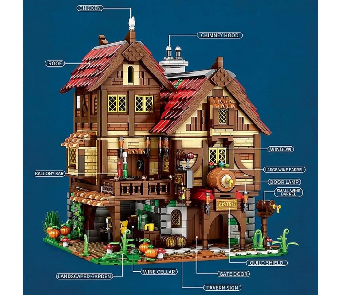 Reobrix 66018 mittelalterliche Taverne 2.868 Teile Bauset - Bild 3