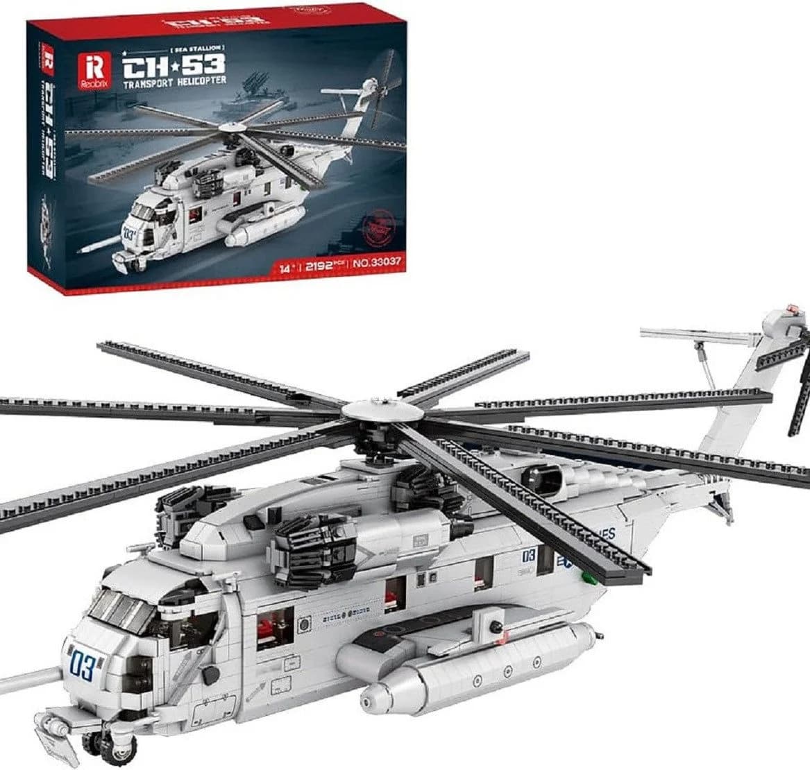 Reobrix 33037 CH-53E Transport Hubschrauber 2.192 Teile Helikopter Konstruktions-Spielset - Bild 2