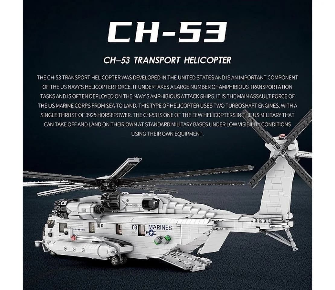Reobrix 33037 CH-53E Transport Hubschrauber 2.192 Teile Helikopter Konstruktions-Spielset - Bild 3