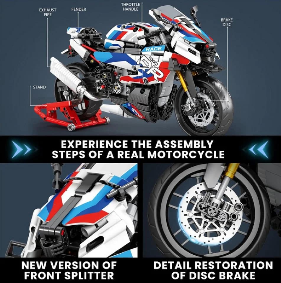 Reobrix 99040 Moto League M 1000 RR Motorrad 949 Teile Technik Konstruktions-Spielset - Bild 3